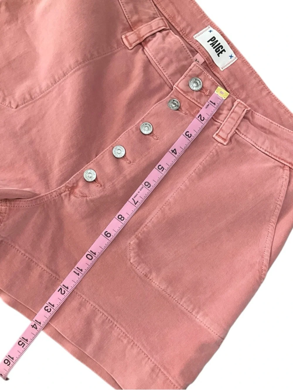 PAIGE Mayslie Short Button Fly Vintage Inspired Pink Terracotta NWOT - Picture 4 of 7
